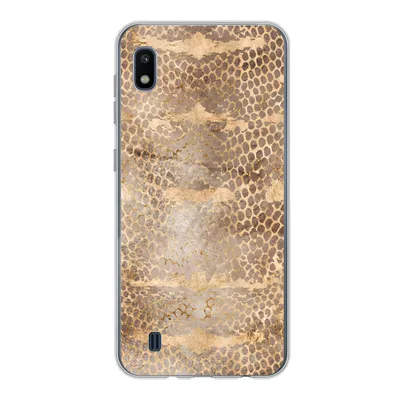 Produktbild von MuchoWow® Handyhülle Schutzhülle Hülle für Samsung Galaxy A10 Schlangendruck - Gold - Braun Silikon Softcase Handy Hülle - Schutzhülle
