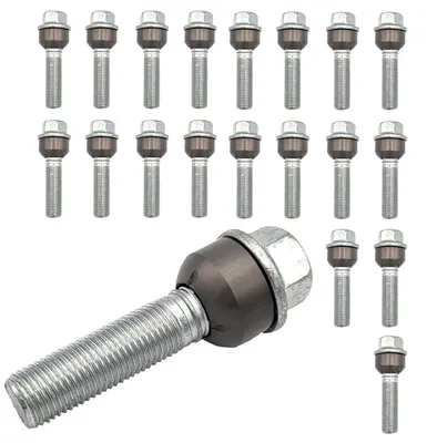 Imagen del producto de 20 tuercas para ruedas M14x1.5, 42 mm, con rosca esférica, de 2 piezas, modelo R14, color plateado, para Porsche 911 991, 911 997, Boxster 981, Boxster 987, Boxster Spyder 981, Boxster