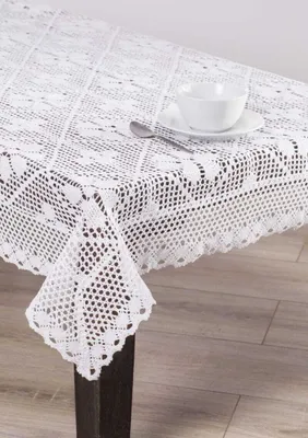Image de Nappe, nappe en coton, au crochet, 70 x 140 cm, blanche