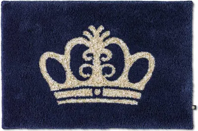 Produktbild von Rhomtuft Badteppich Crown eckig 80 x 160 cm  Farbe kobalt/weiss-goldlurex