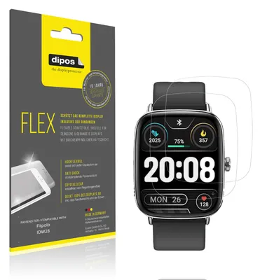Produktbild von 2x Schutzfolie für Fitpolo IDW28 Folie, 100% Displayabdeckung, dipos Flex