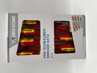 Produktbild von Workzone VDE Schrauberdreher Satz 8 Teilig Schlitz Kreuz Spannungsprüfer