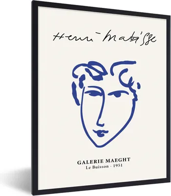 Produktbild von MuchoWow® Gerahmtes Poster Henri Matisse - Alte Meister - Porträt - Blau 30x40 cm - Poster mit Schwarzem Bilderrahmen Wandposter Rahmen Foto Bilder - Wanddeko - Kunstdrucke