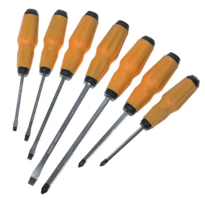 Produktbild von 7-teiliger Hammerschraubendreher-Satz, CrV, Gummigriff