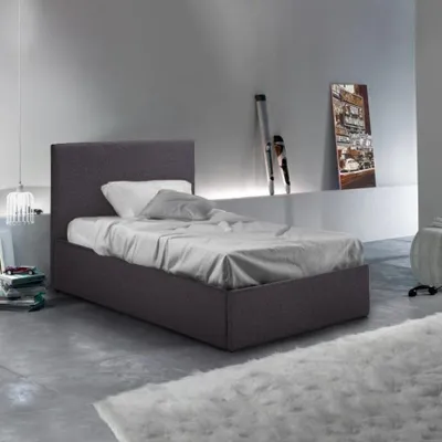 Immagine prodotto di Letto singolo completo con rete in tessuto legno con giroletto 80x190 cm Basel Twin - Grigio