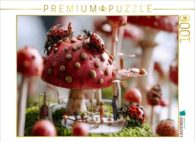 Produktbild von CALVENDO Puzzle Auf dem Pilzthron mit Käferbesuch | 1000 Teile Lege-Größe 64x48cm Foto-Puzzle für glückliche Stunden