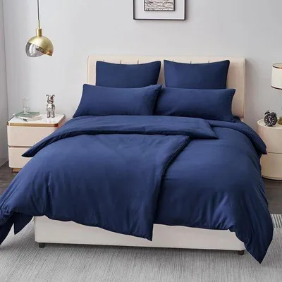 Immagine prodotto di Set di biancheria da letto in microfibra blu, 135x200 cm, 4 pezzi