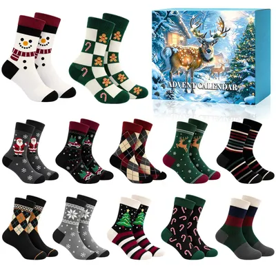 Produktbild von Socken Adventskalender Männer 2026 12 Paar Weihnachtssocken für Herren