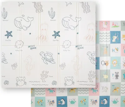 Obrázok produktu pre KiddyMoon Play Mat Detská podložka Obojstranná plaziaca podložka Mat Penová podložka pre deti Detská hracia podložka Detský priateľský vzor Vývoj ihriska Pohodlný Ideálny pre interiéry a exteriéry 180