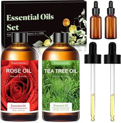 Produktbild von Teeöl 100 ml, Rosenöl 100 ml, reines ätherisches Öl für Aromadiffuser, Aromatherapie-Duftöl