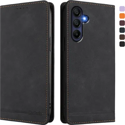 Produktbild von Hülle für Samsung Galaxy A26, Retro Kunstleder Ständer Klapphülle mit Kartenfächer und Magnetische Schwarz