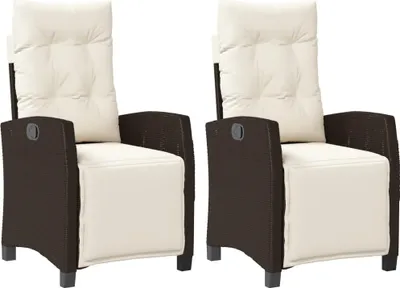 Produktbild von vidaXL Gartensessel mit Fußteil 2 Stk. Verstellbar Braun Poly Rattan