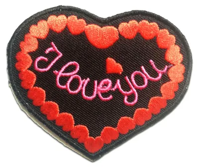 Obrázek produktu pro I Love You - nažehlovací nášivka, nažehlovací obrázek, nažehlovací aplikace, nášivky, k nažehlení, velikost: 7,5 x 6,8 cm