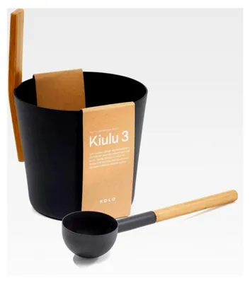 Produktbild von SET> KOLO Sauna Kübel 3 + Kelle, schwarz/Saunakübel/Saunaset