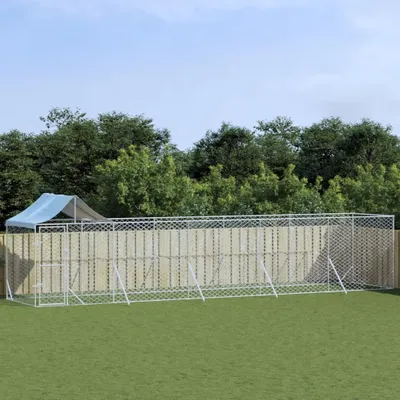 Immagine prodotto di The Living Store Cuccia per cani da esterno con tetto Silver 10x2x2,5 m Acciaio zincato