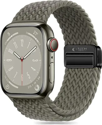 Zdjęcie produktu dla Tech-Protect Nylonmag Apple Watch 4/5/6/7/8/9/Se/Ultra 1/2 (42/44/45/49mm) Olive Grey
