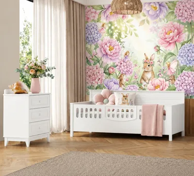Produktbild von Weißes Kinderzimmer-Set mit Bett und Kommode für kleine Kinder