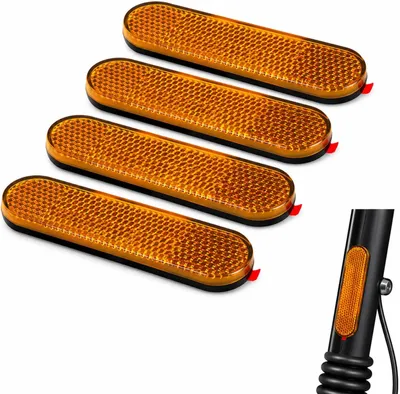Produktbild von 4 Reflektoren für Motorräder, E4-Zulassung, gelb, für die Rückseite, E4-, selbstklebend, reflektierend, Sicherheitsreflektoren, rechteckig