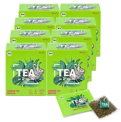 Produktbild von Tchibo Tee „TEA by Tchibo“ Grüner Tee Sencha, Intensiv-frischer Sencha, Vorratspack, Maxipack, Teebox, 160 Stück - 8x 20 Teebeutel, -Siegel, Natürliche Zutaten, Nachhaltiger Anbau