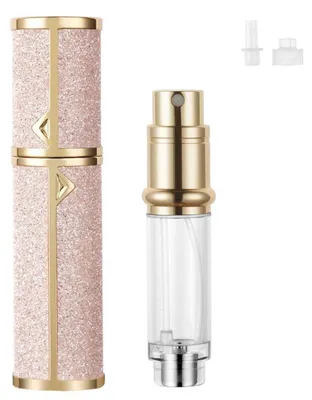 Zdjęcie produktu dla Atomizer do perfum, wielokrotnego napełniania, pojemność 5 ml, różowy, z brokatem