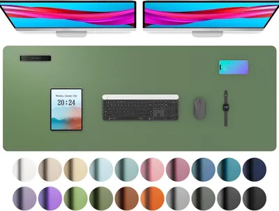 Obrázok produktu pre Aothia podložka na stôl olivovo zelená 122x43cm -Polyuretánkožená podložka pod myš kancelárska protišmyková vodotesná