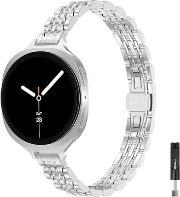 Produktbild von Stravo Slim Edelstahl Gliederarmband 7-gliedrig passend für Samsung Galaxy Watch 9/8 40/44 mm, Watch 8 Classic 46 mm – Silber