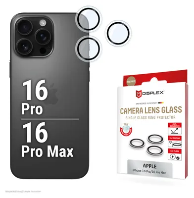 Obrázok produktu pre Displex 02123, Apple, iPhone 16 Pro/16 Pro Max, Prachuodolný, Odolné proti nárazu, Odolné proti poškriabaniu, Čierna, Priehľadná, 1 kusov