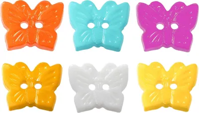 10 x Kinderknopf Schmetterling, 16 x 13 mm, 2-Loch-Knopf, freie Farbwahl