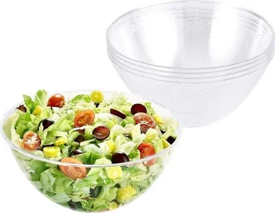 Obrázek produktu pro Velké průhledné plastové misky o objemu 3000 ml na saláty a občerstvení