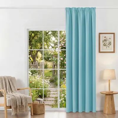 Produktbild von Thermovorhang mit Kräuselband, himmelblau, 1 Stück