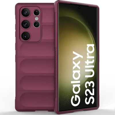 Produktbild von Samsung S23 Ultra Hülle, Weich TPU Silikon Stossfest Anti-rutsch Schutzhülle für Samsung Galaxy S23 Ultra bordeaux