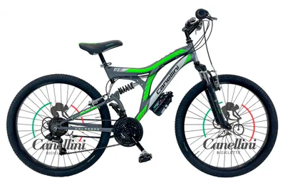 Produktbild von Dětské kolo MTB Canellini COLORADO 26" Full Suspension - Titanium/Grun