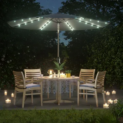 Produktbild von SONGMICS Slunečník Ø 300 cm s 32 LED světly UV ochrana
