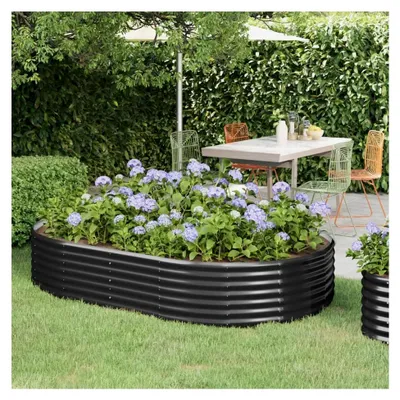Produktbild von Hochbeet aus Metall für Pflanzen, Kräuter und Blumen 214x140x36 cm Anthrazit