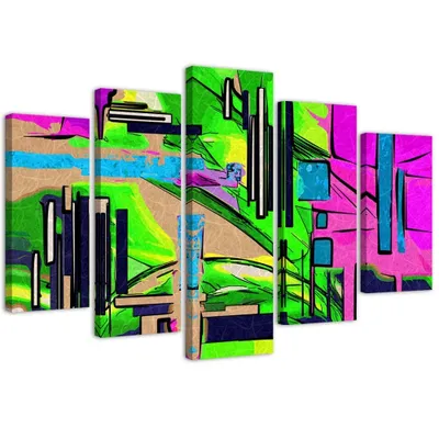 Immagine prodotto di Quadro in tela in 5 parti, paesaggio astratto, 150x100 cm, Feeby, quadro colorato, pronto per essere appeso