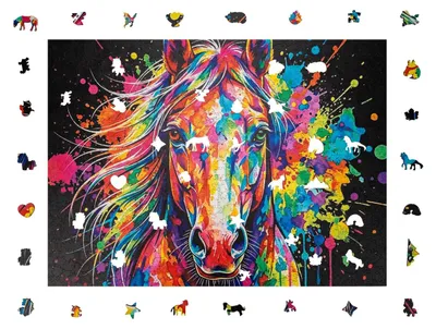 Produktbild von Buntes Pferd Holzpuzzle (2D)