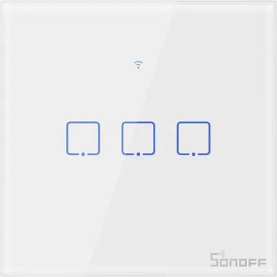 Obrázek produktu pro Sonoff T1EU3C-TX Smart Wall Switch, 3kanálový nástěnný spínač, bílý, bez rámečku, WiFi + 433MHz