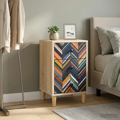 Obrázok produktu pre vidaXL Nočný stolík OMMEN, farba Sonoma, 36 x 33 x 60 cm, materiál: drevovláknitá doska