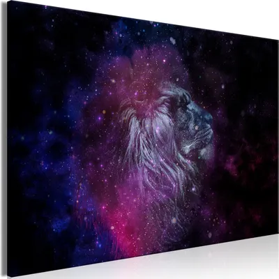 Produktbild von Vliesstoff Leinwandbild - Cosmic Lion (1 Part) Wide 90x60 cm Tiere g-C-0349-b-a