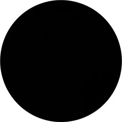A black circle on a white background.