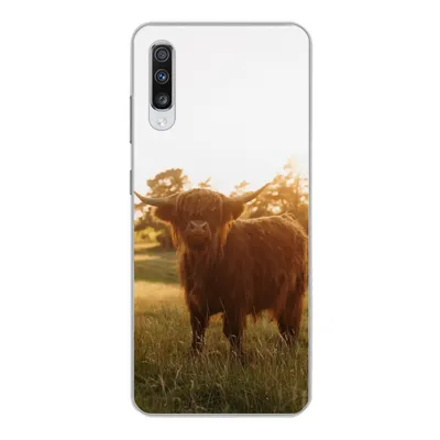 Produktbild von MuchoWow® Handyhülle Schutzhülle Hülle für Samsung Galaxy A70 Schottischer Hochländer - Gras - Sonne Silikon Softcase Handy Hülle - Schutzhaube