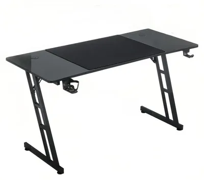 Produktbild von QEENTOE Gaming Tisch 160×60 cm, ohne LED‑Beleuchtung, zusammenbaubarer Computertisch, inkl. Kopfhörerhaken und Getränkehalter, Schwarz