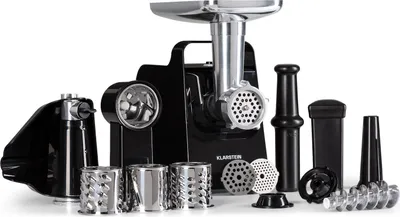 Produktbild von Klarstein Mighty Mince, elektrický mlynček na mäso, 500-1361 W, nástavce, čierny