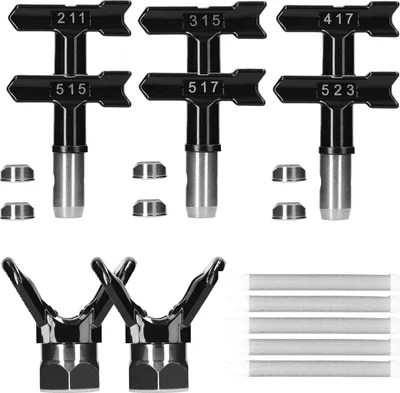 Produktbild von Sprühspitzen, Airless-Sprühdüse, wendbar, 6 Stück mit 5 Filter/2 Düsensitzen für Airless-Spritzmaschinen-Teile