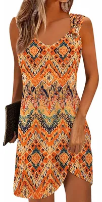 Imagen del producto de Vestido de verano para mujer, sin mangas, cuello en V, casual y elegante, tipo top