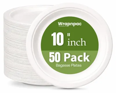 Image de Assiettes biodégradables en fibre de canne à sucre (paquet de 50)