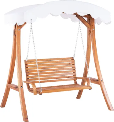 Produktbild von BELIANI Hollywoodschaukel beige Lärchenholz Sonnendach Outdoor Terrasse