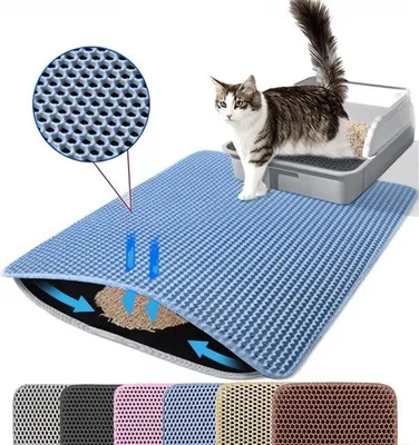 Produktbild von Famanu Katzenstreu-Matte - 76,2 x 55,9 cm - extra groß - doppellagig - rutschfest - wasserdicht - urinbeständig - blau