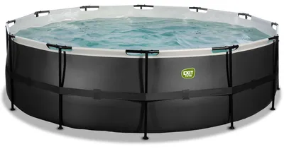Produktbild von EXIT Black Leather Rahmenpool ø488, Aufstellpool, mit Sandfilteranlage, Rund, Schwarz