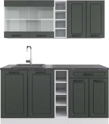 Produktbild von Singleküche Vicco R-Line Anthrazit Landhaus/Weiß 160 cm , AP Anthrazit, Model 42231